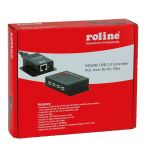 ROLINE Extender USB 2.0 - RJ45 CAT5e/CAT6, PoC, 4 port, 50m-ig, fekete