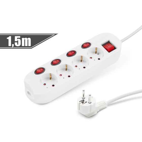 Külön kapcsolható védőérintkezős elosztó, 4x250V, 1,5m (20247)