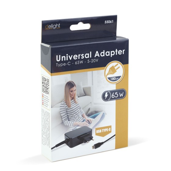 Delight hálózati DC adapter 12V, 1000 mA, 5,5 x 2,1mm DC csatlakozóval (55058B)