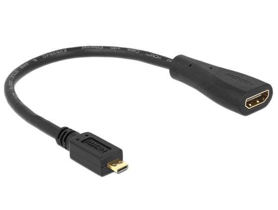 Delock nagy sebességű HDMI kábel Ethernettel - micro D papa / A mama (65391)